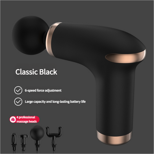 NNEDSZ Classic Black Massage Gun - 6-Speed Deep Tissue Massager with 4 Professional Massage Heads-1
