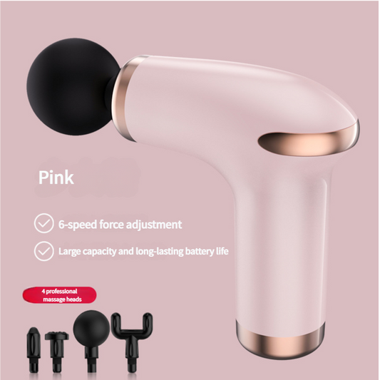 NNEDSZ Pink Massage Gun - 6-Speed Deep Tissue Massager with 4 Professional Massage Heads-1
