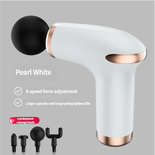 NNEDSZ Classic White Massage Gun - 6-Speed Deep Tissue Massager with 4 Professional Massage Heads-1