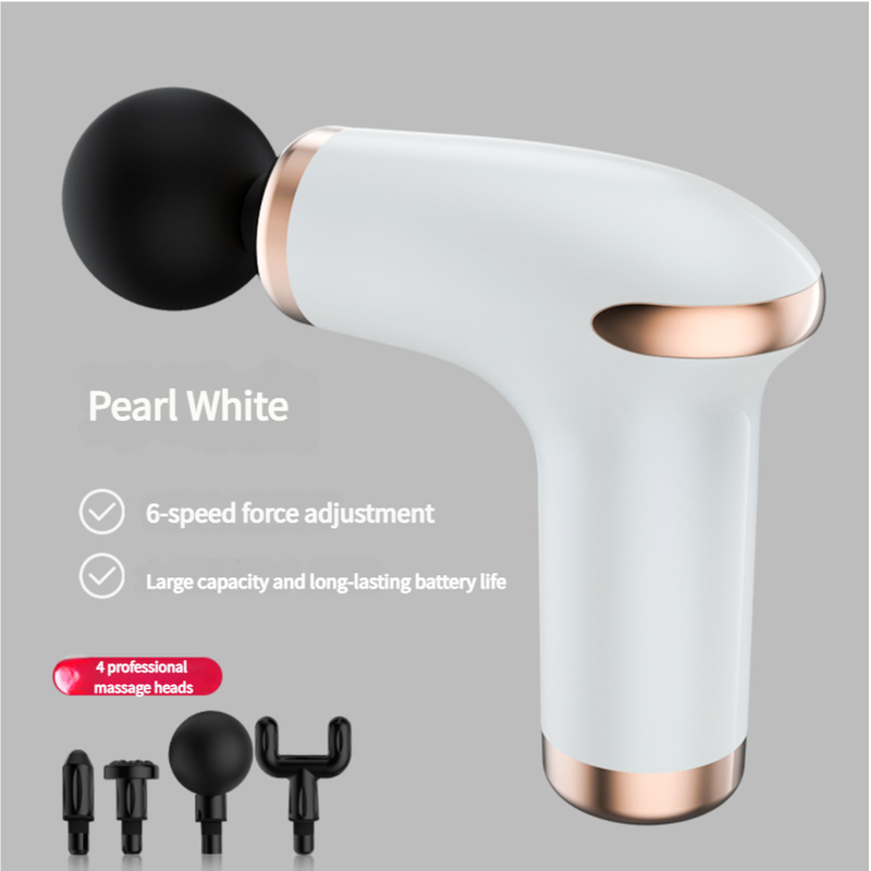 NNEDSZ Classic White Massage Gun - 6-Speed Deep Tissue Massager with 4 Professional Massage Heads-1